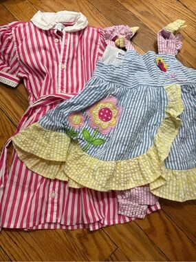 Blueberi Blvd Floral Dress with Ruffle + Ralph Lauren Striped Dress 18 months